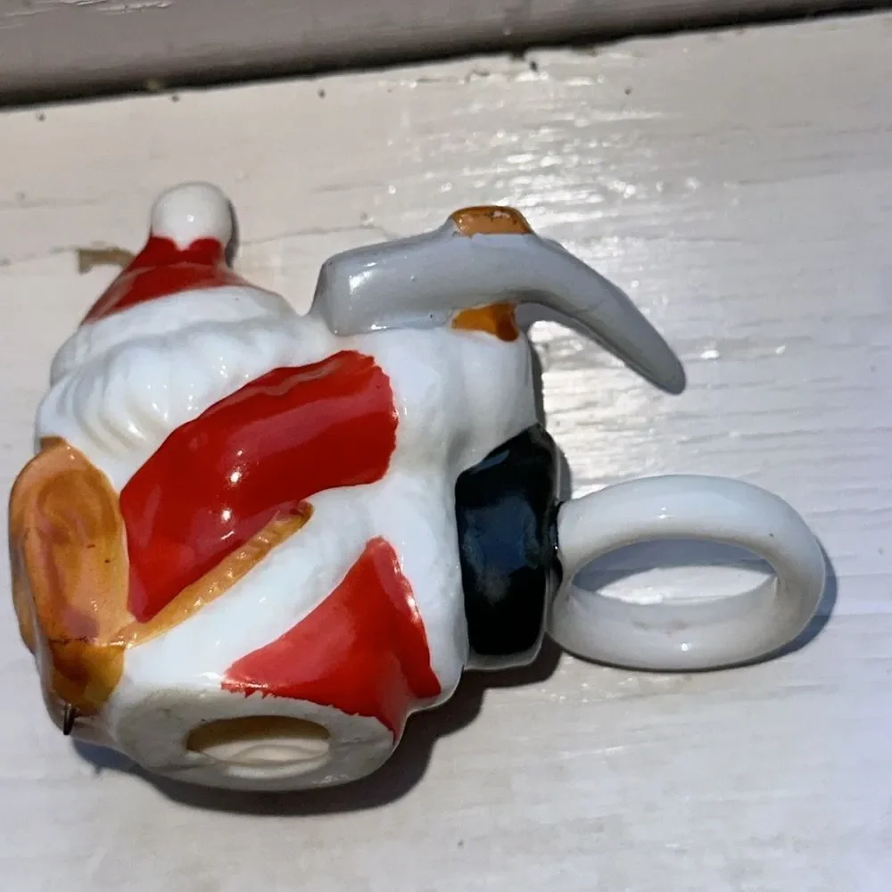 Vintage‎ Enesco Ceramic Christmas Santa w/ Pick Ax Candle Climber Hugger